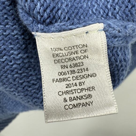 Christopher Banks Large Wintertime Christmas Sweater Blue Snowman Snowflake - Picture 6 of 8